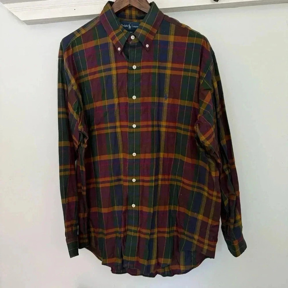 Ralph Lauren Blake 100% Cotton Tartan Plaid Button-Down Shirt Men's Size L - Picture 5 of 7